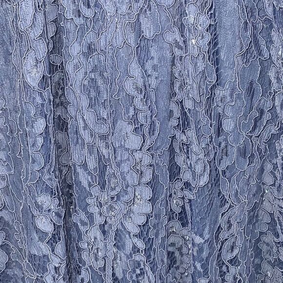 Francesca's Oxford Blue Scalloped Halter Lace Mini Shift Dress M 6/8 Graduation - Picture 5 of 8